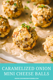 side angle caramelized onion mini cheese balls