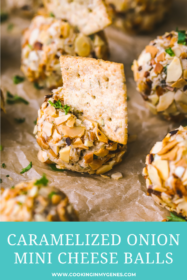 mini cheese ball with a cracker in it