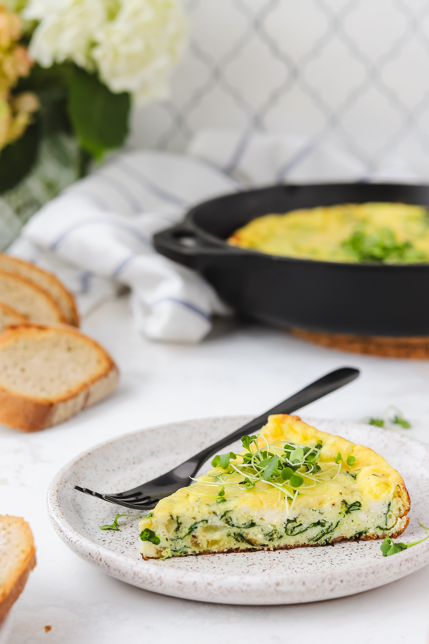 slice of frittata on a plate