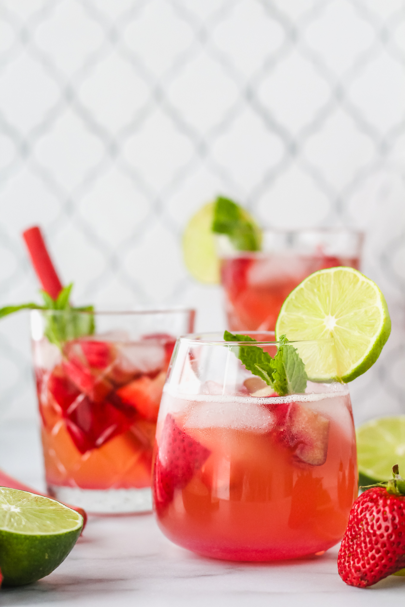 glasses of berry rhubarb kombucha sangria