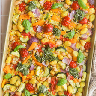 summer vegetable sheet pan gnocchi