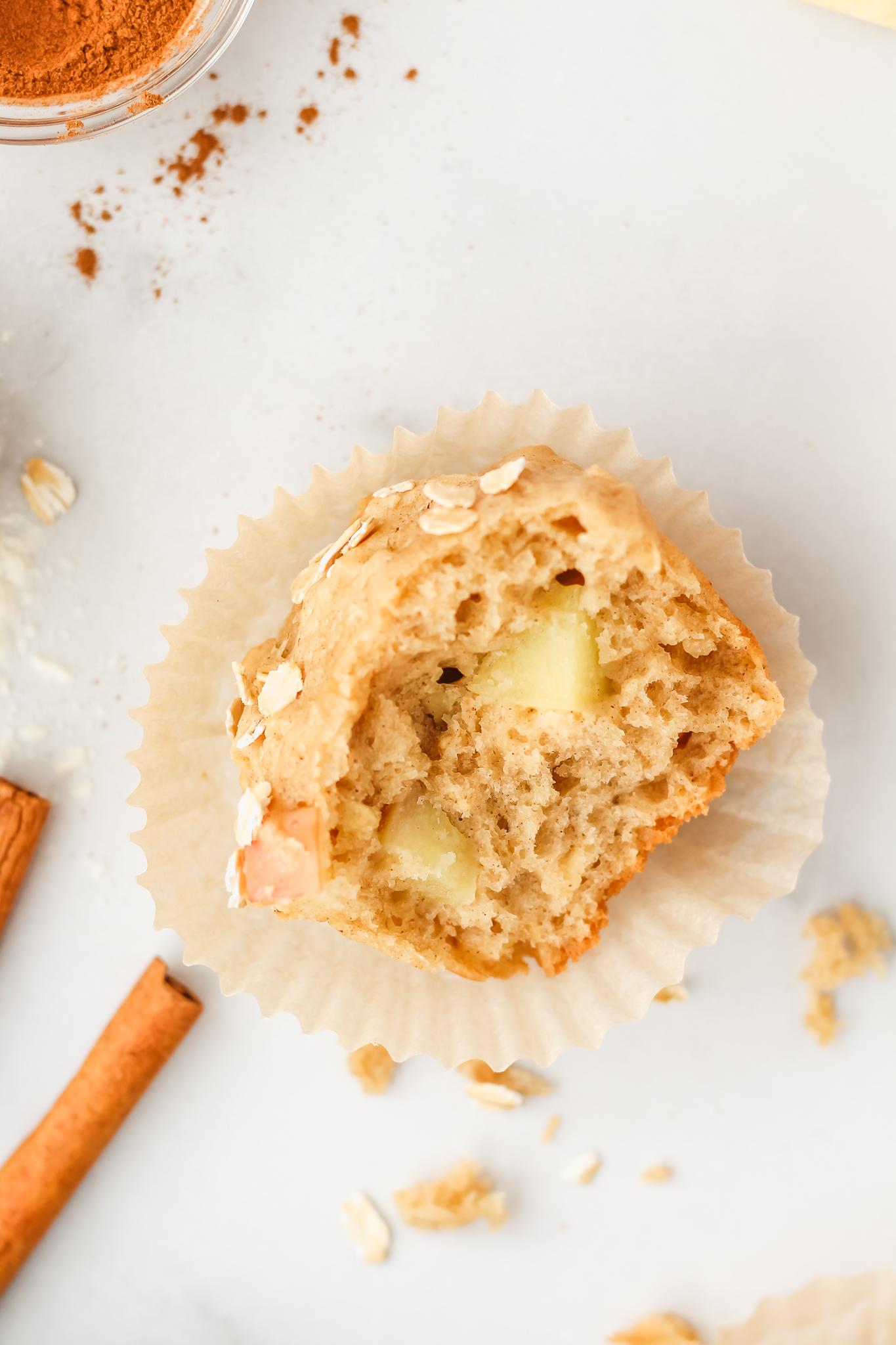 half of a apple muffin