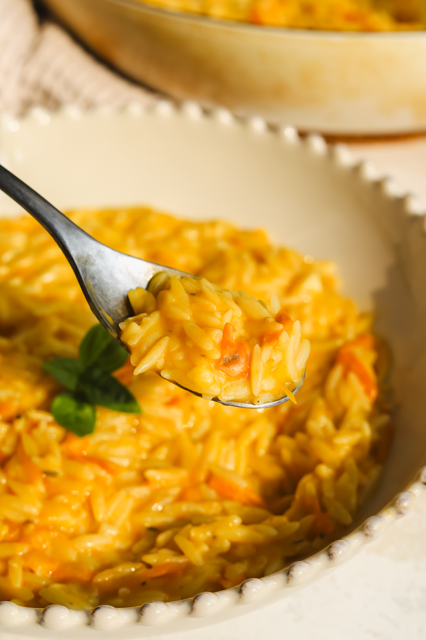 spoonful of sungold tomato orzo