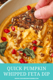 cracker dipping into pumpkin dip