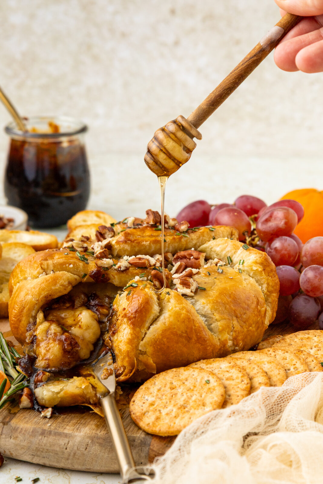 drizzle of honey over baked brie