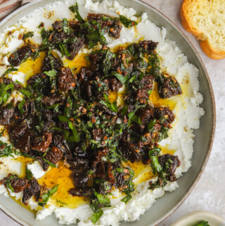 goat cheese marinated with sundried tomatoes, fresh herbs and olive oil