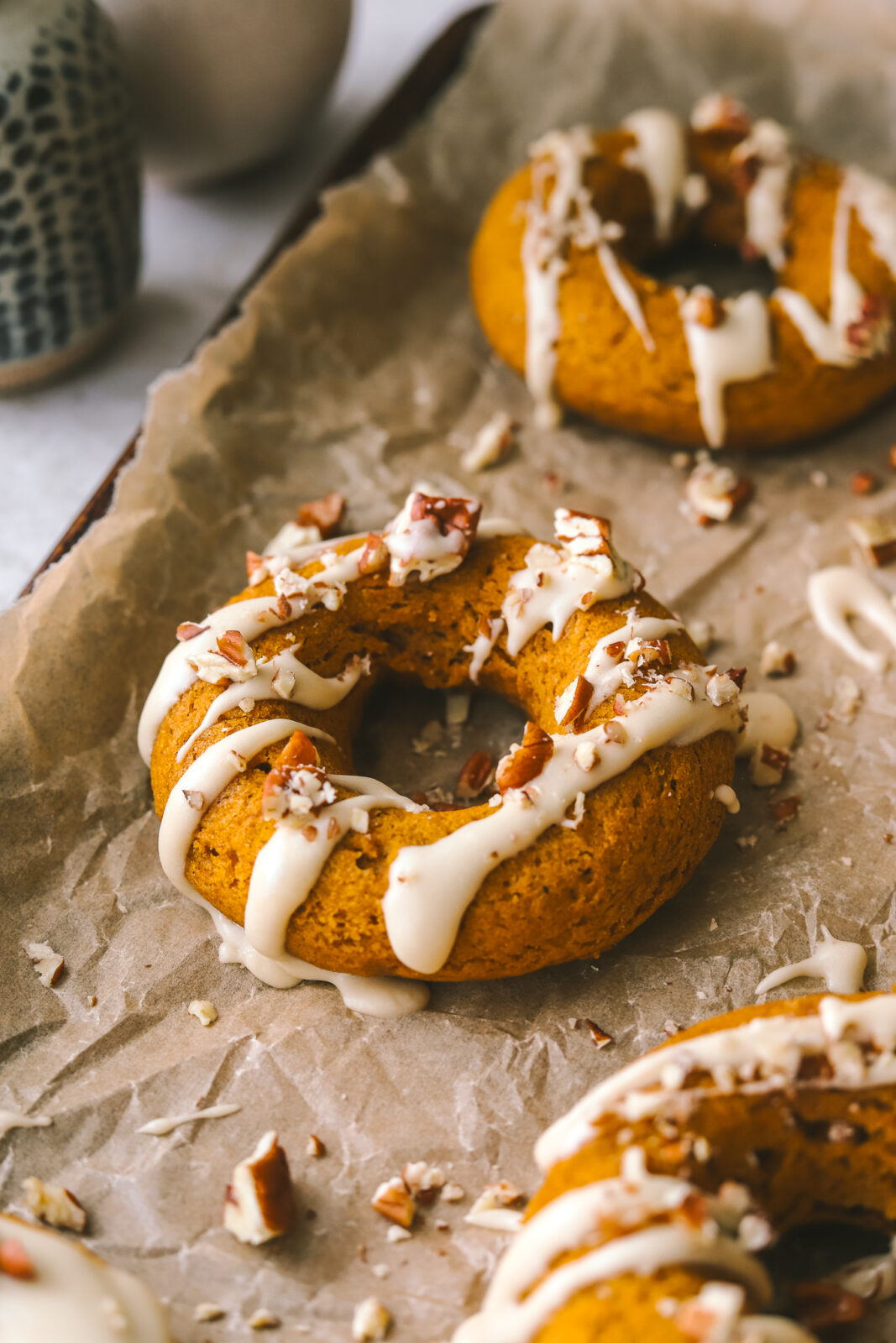 side angle of pumpkin donut