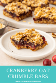 cranberry oat crumble bar on a plate