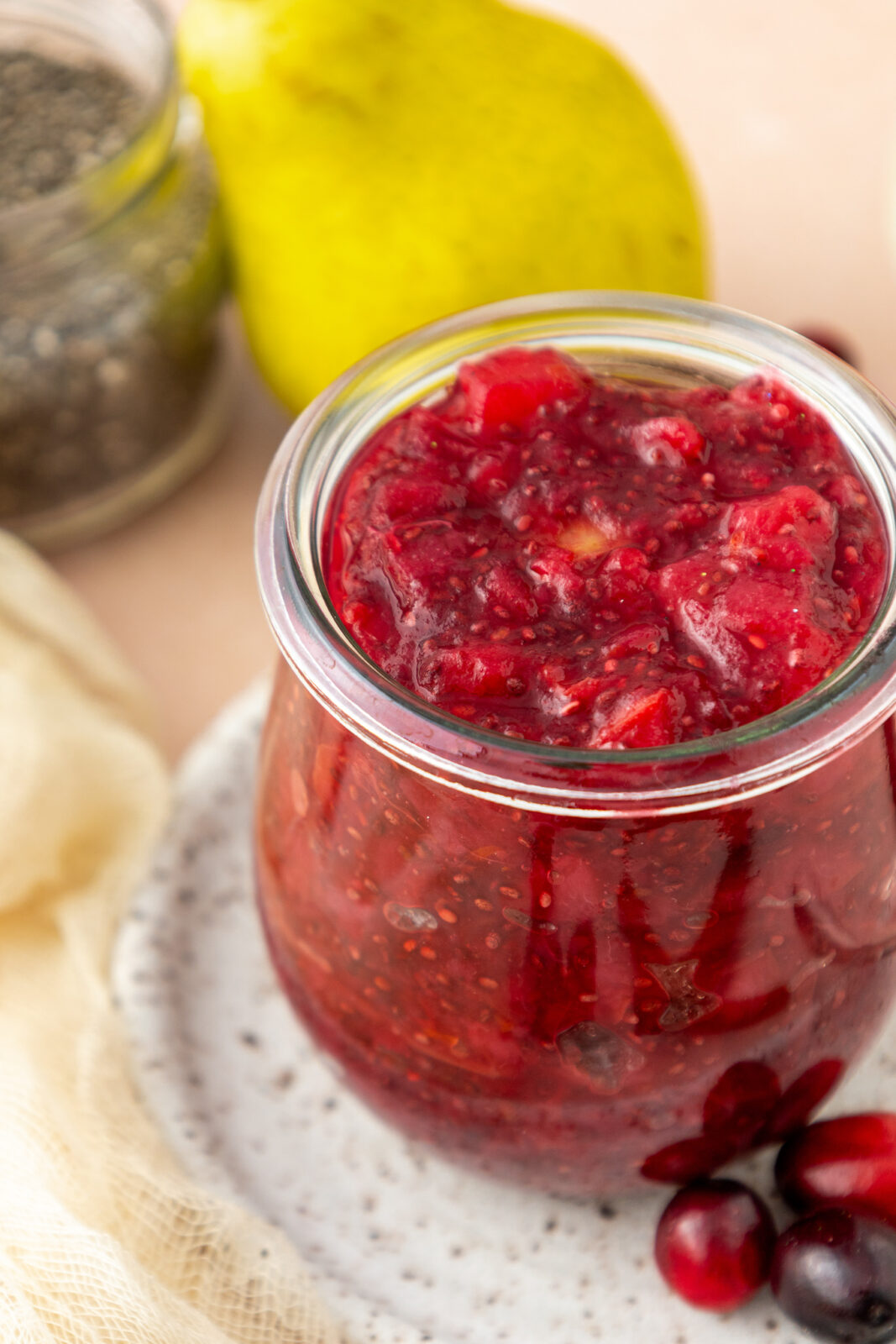 close up of chia cranberry jam
