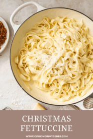 Christmas fettuccine in a large skillet