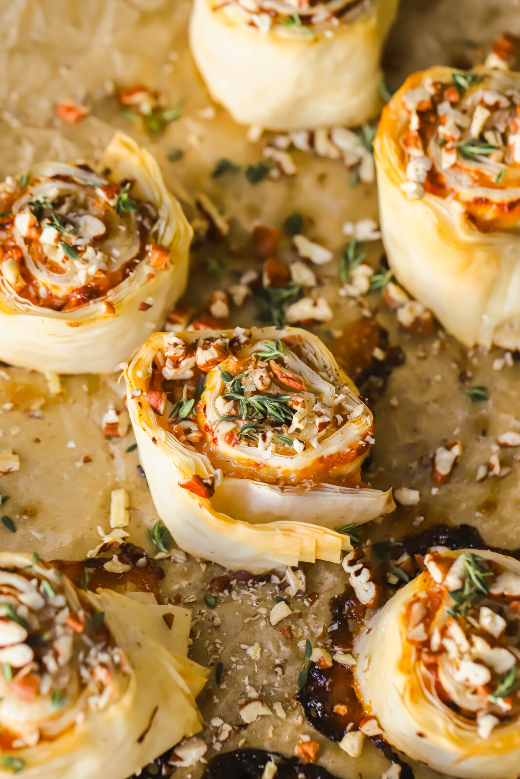 close-up of phyllo bites