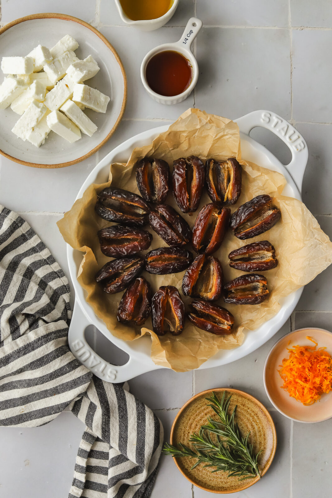 ingredients to make feta stuffed dates