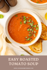 overhead photo of a bowl of tomato soup