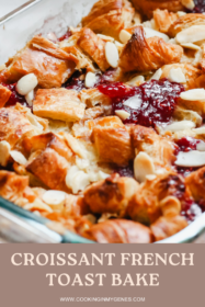 close up of croissant french toast bake