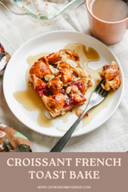 piece of french toast bake on a fork on a plate