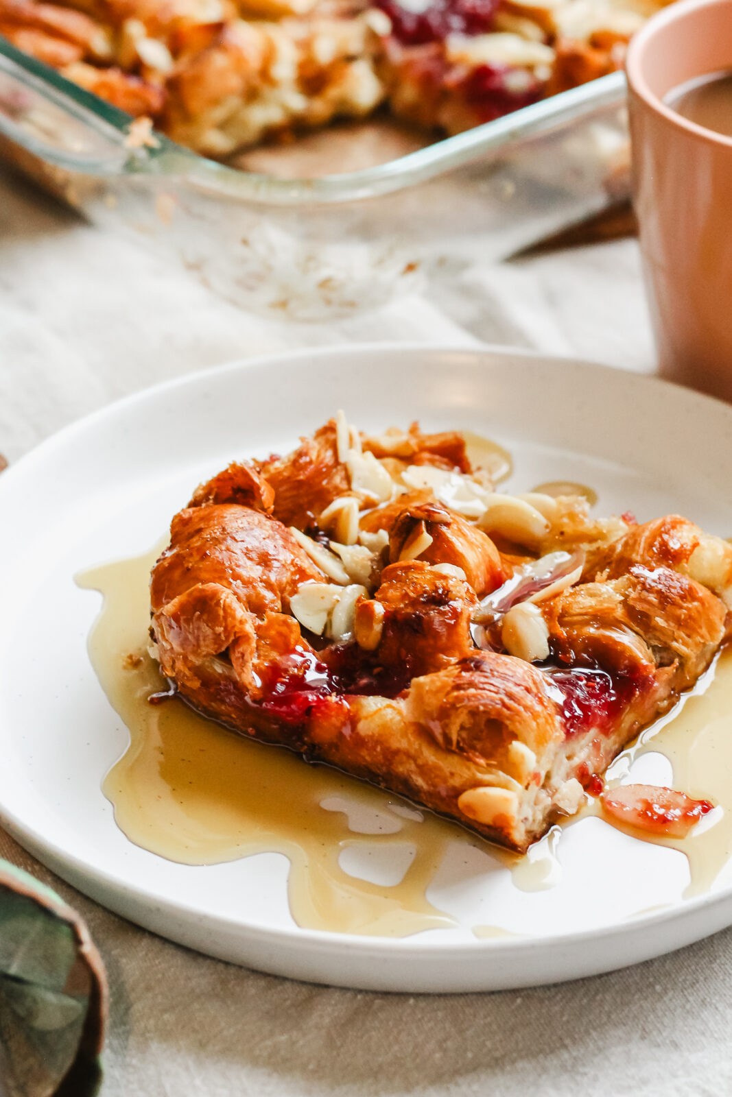 close up of french toast bake piece