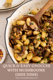 spoon serving gnocchi and mushrooms side dish