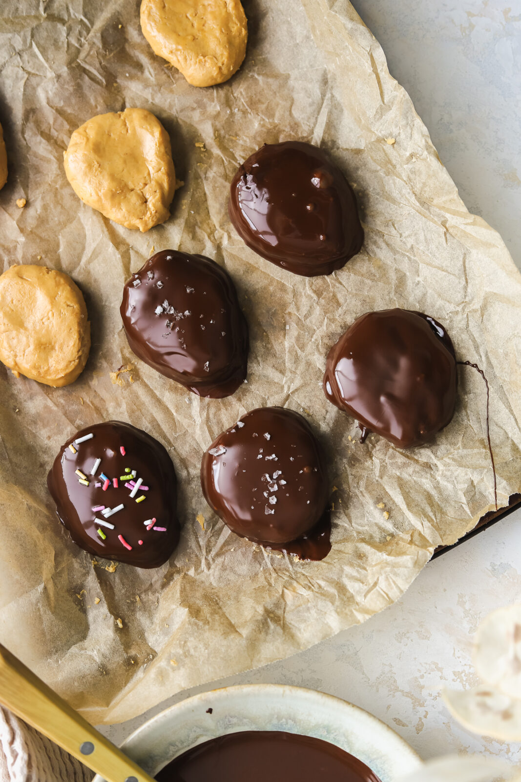 peanut butter-formed eggs