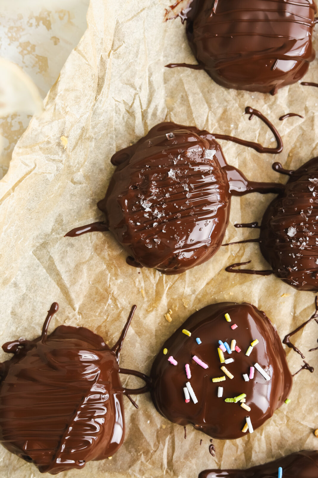 peanut butter egg drizzled with chocolate