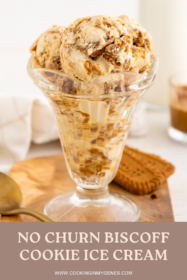 biscoff ice cream in a glass cup