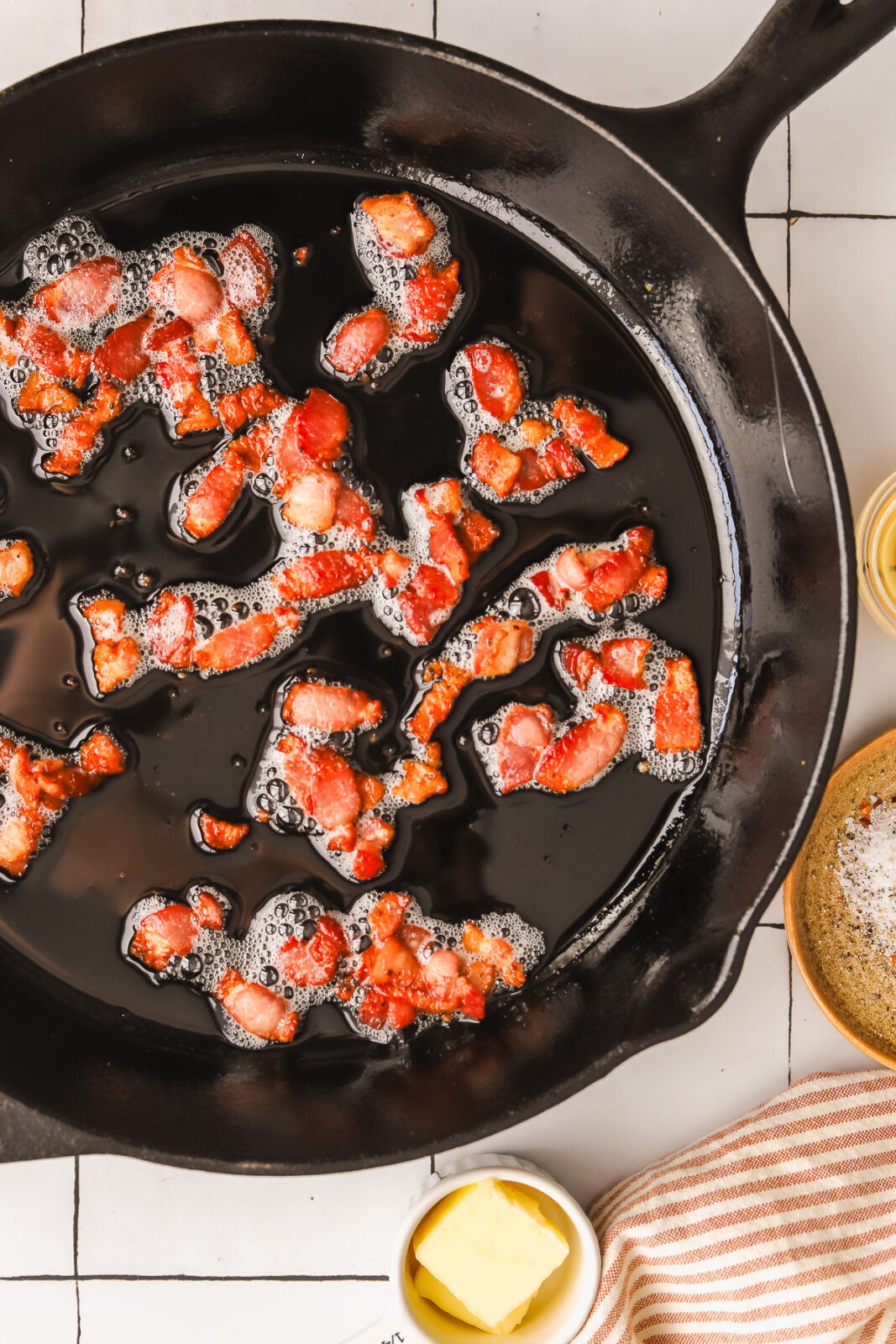 crispy bacon in a pan