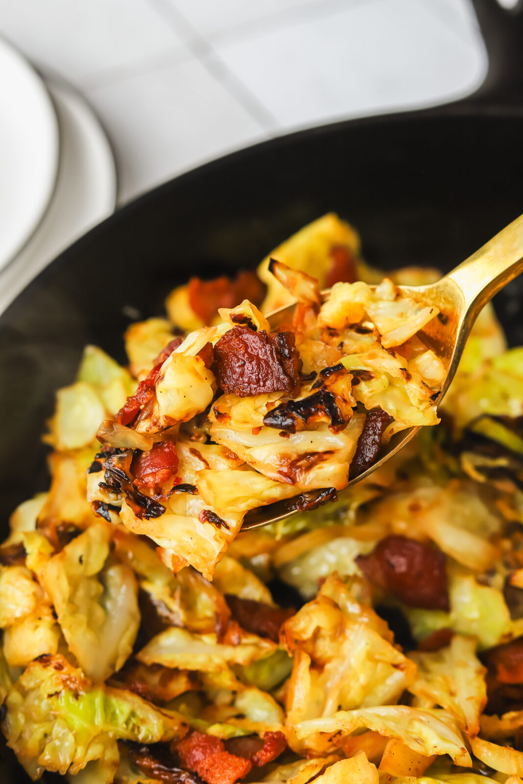 spoonful of sauteed cabbage