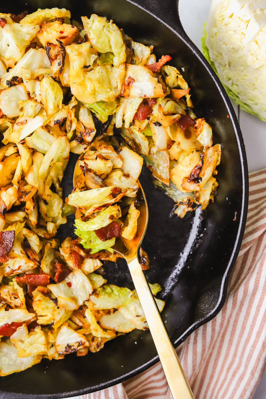 spoonful of sauteed cabbage